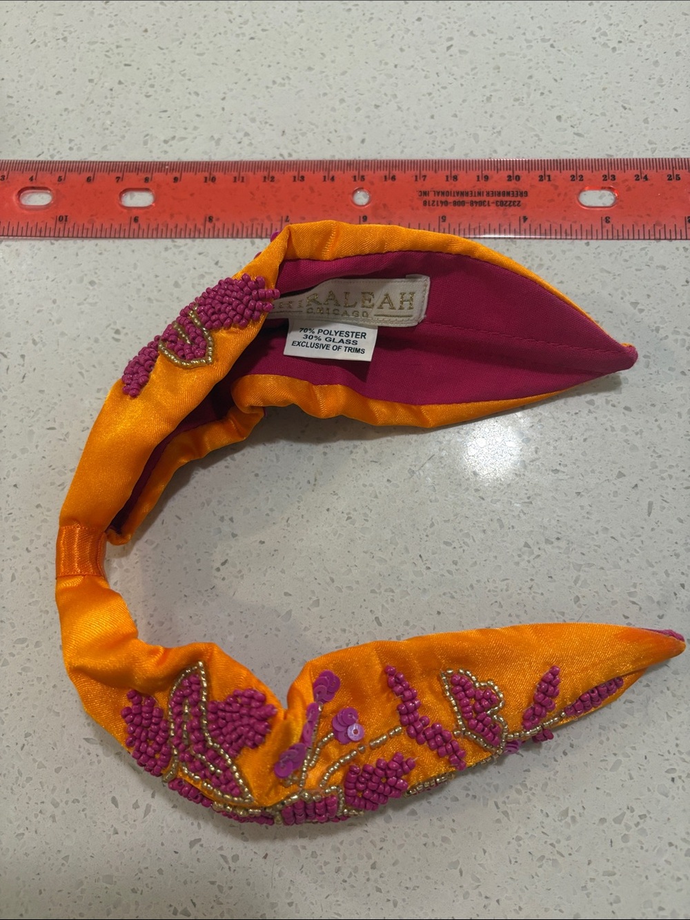Shiraleah Orange & Pink Embellished Satin Headband